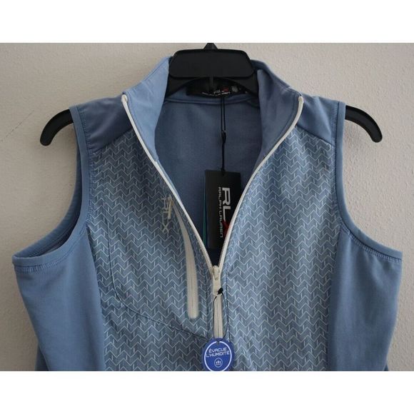RLX x Ralph Lauren Women's Sz Large Blue Chevron Print RLX Full Zip Vest $178 - Picture 7 of 12